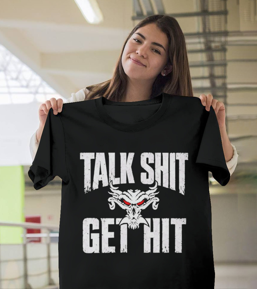 Talk Shit Get Hit Pro Wrestling Red Eyed Skull T-Shirt