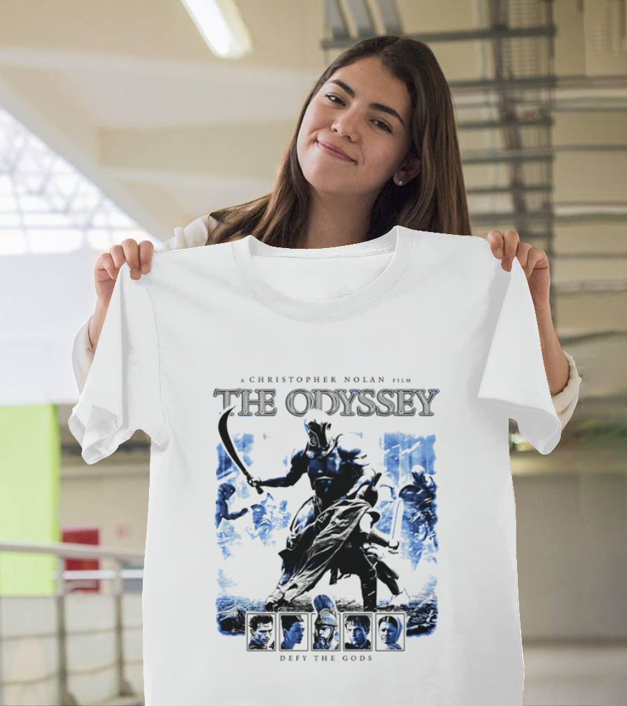 A Christopher Nolan Film The Odyssey Defy The Gods Movie Epic Adventure T-Shirt