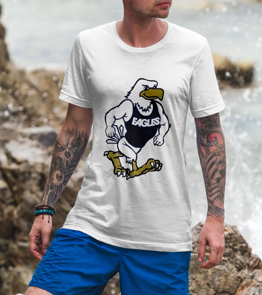 Eagles Athletic Mascot Running Eagle Motif T-Shirt