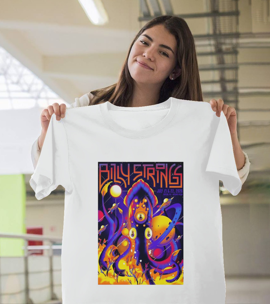 Billy Strings Boston MA July 21 22 2026 Live Agganis Arena Event Psychedelic Cosmic Squid T-Shirt