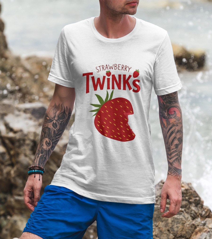 Strawberry Twinks Bitten Berry Fun Playful T-Shirt