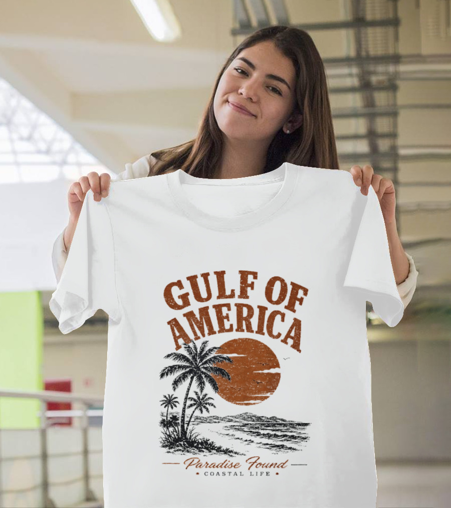 Gulf Of America Paradise Found Coastal Life Palm Sunset T-Shirt