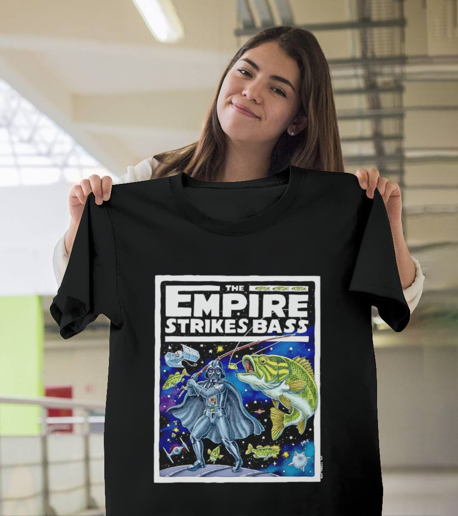 The Empire Strikes Bass Darth Vader Fishing Space Adventure T-Shirt