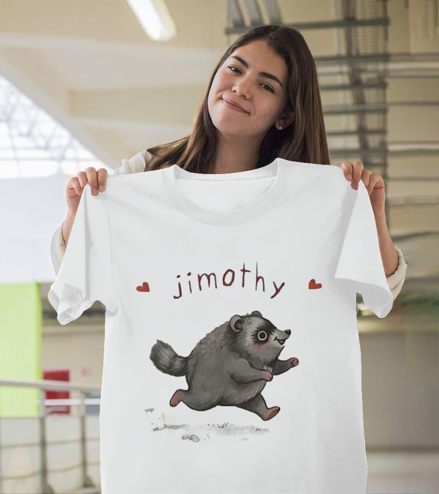 Jimothy Raccoon Cute Cartoon Character With Hearts T-Shirt