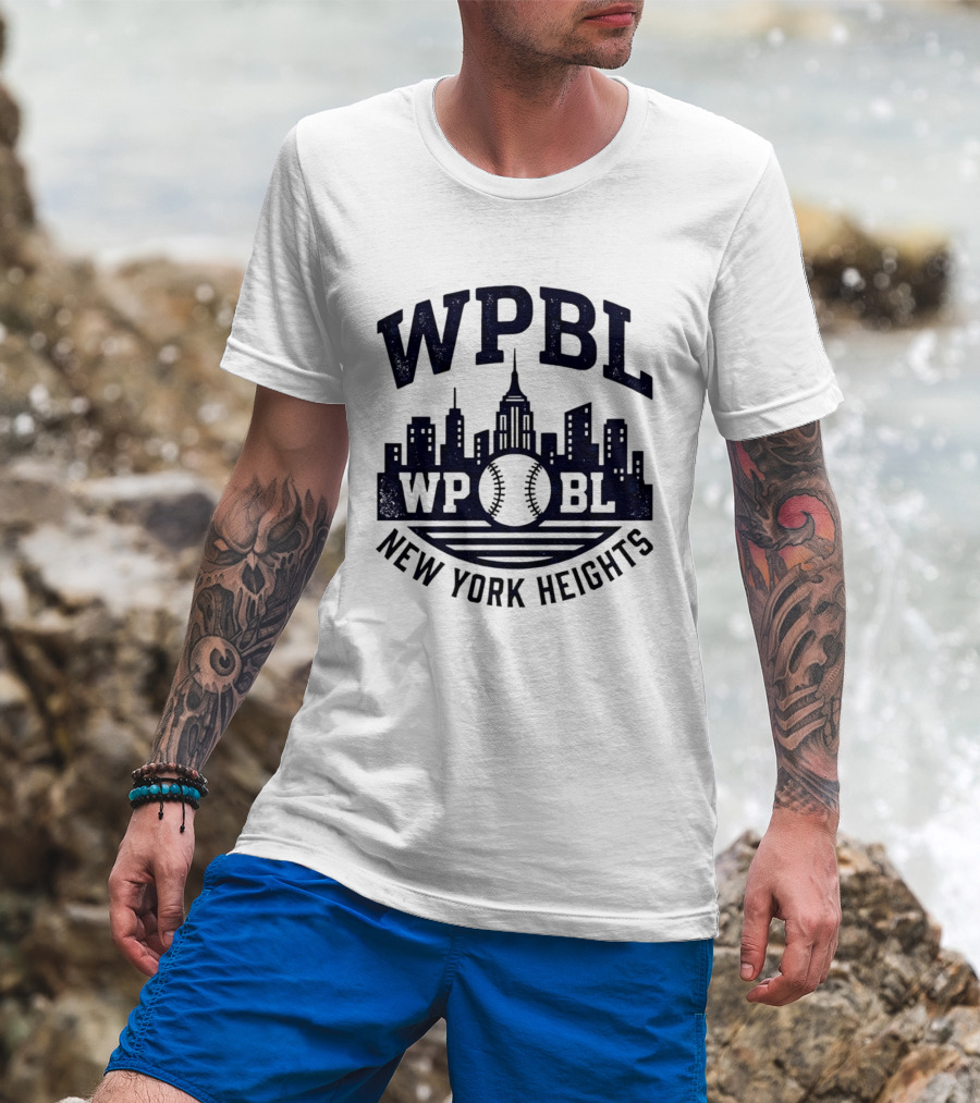 WPBL New York Heights Baseball Skyline Cityscape T-Shirt
