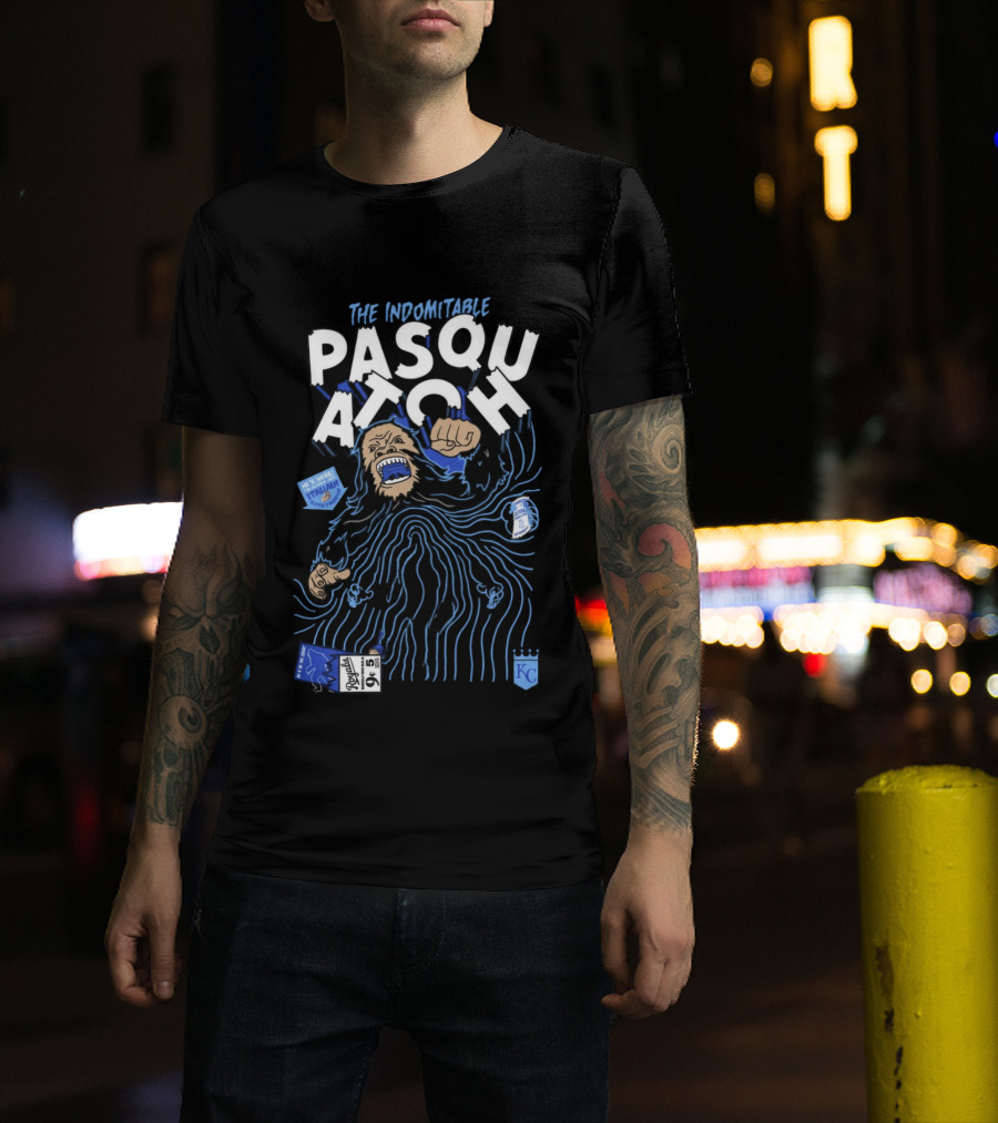 2026 Royals The Indomitable Pasquatch He's Here Fear The Beard KC Baseball T-Shirt