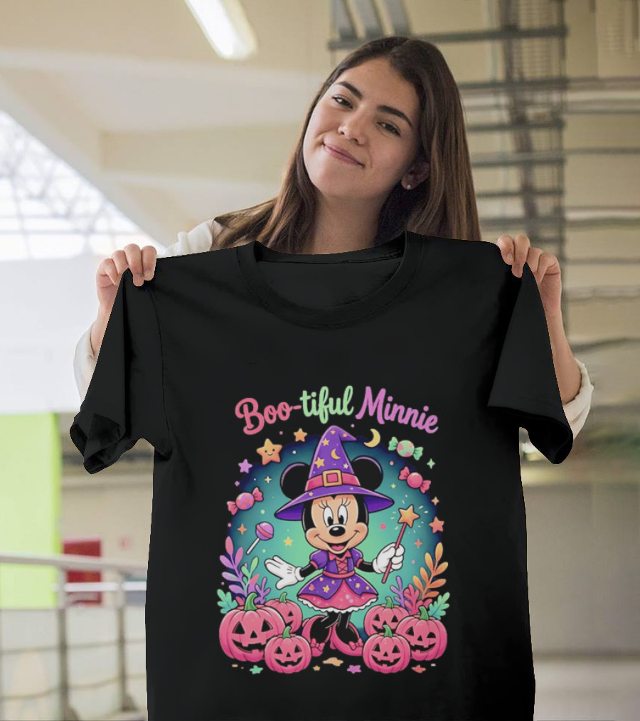 Boo Tiful Minnie Halloween Pumpkin Witch Disney Magic T-Shirt