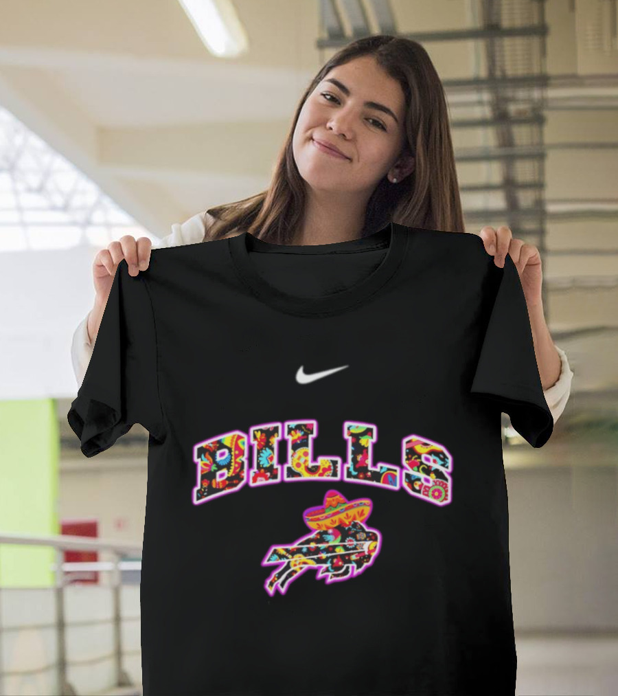 Buffalo Bills Fiesta Floral Pattern Nike Logo Hispanic Heritage Celebration T-Shirt