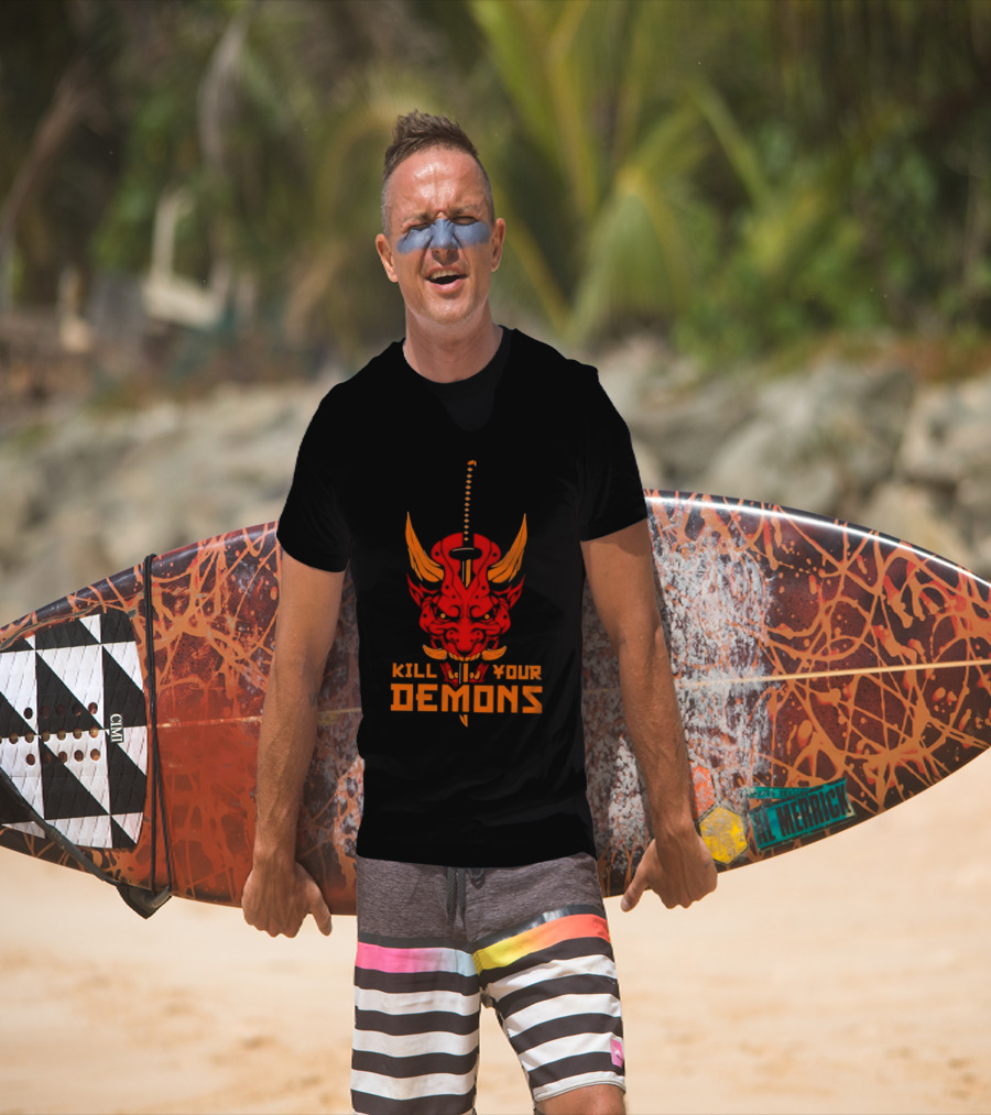Kill Your Demons Oni Mask Samurai Sword T-Shirt