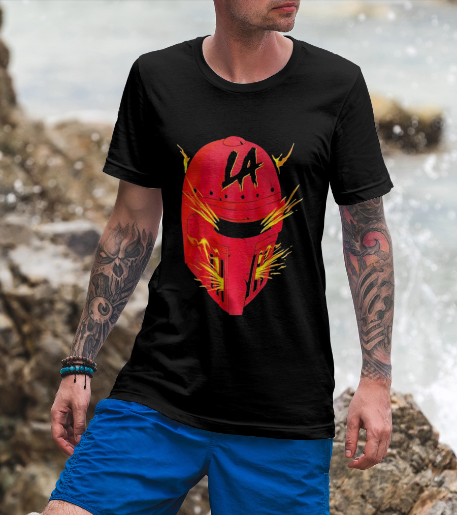 LA Flaming Knight Helmet Los Angeles Sports Blaze T-Shirt