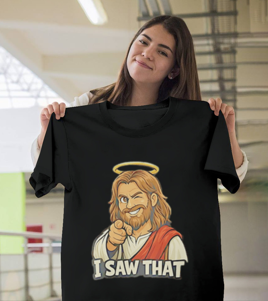 Jesus Winking Pointing I Saw That Halo Robe T-Shirt