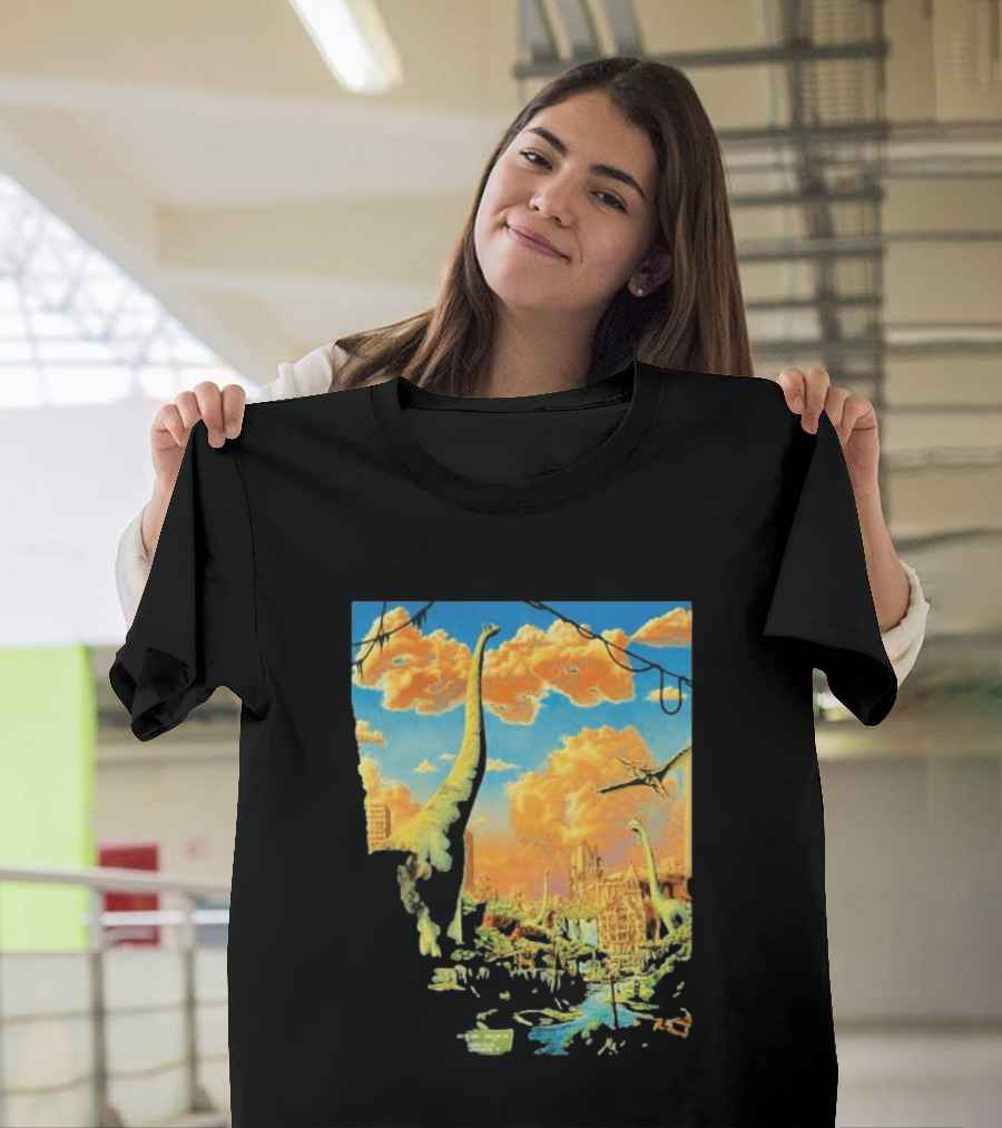 Phish Syracuse NY July 21 2026 St Joseph Health Amphitheatre Dinosaur Cityscape T-Shirt