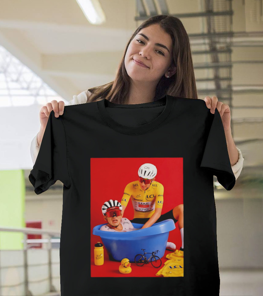 Tadej Pogačar Isaac Del Toro LCL UAE Team 2026 Cycling Bath Scene T-Shirt