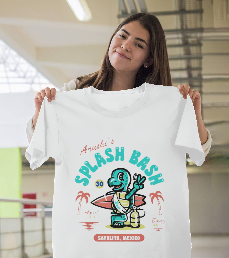 Arushi's Splash Bash Surfing Turtle 30th Birthday Sayulita Mexico T-Shirt