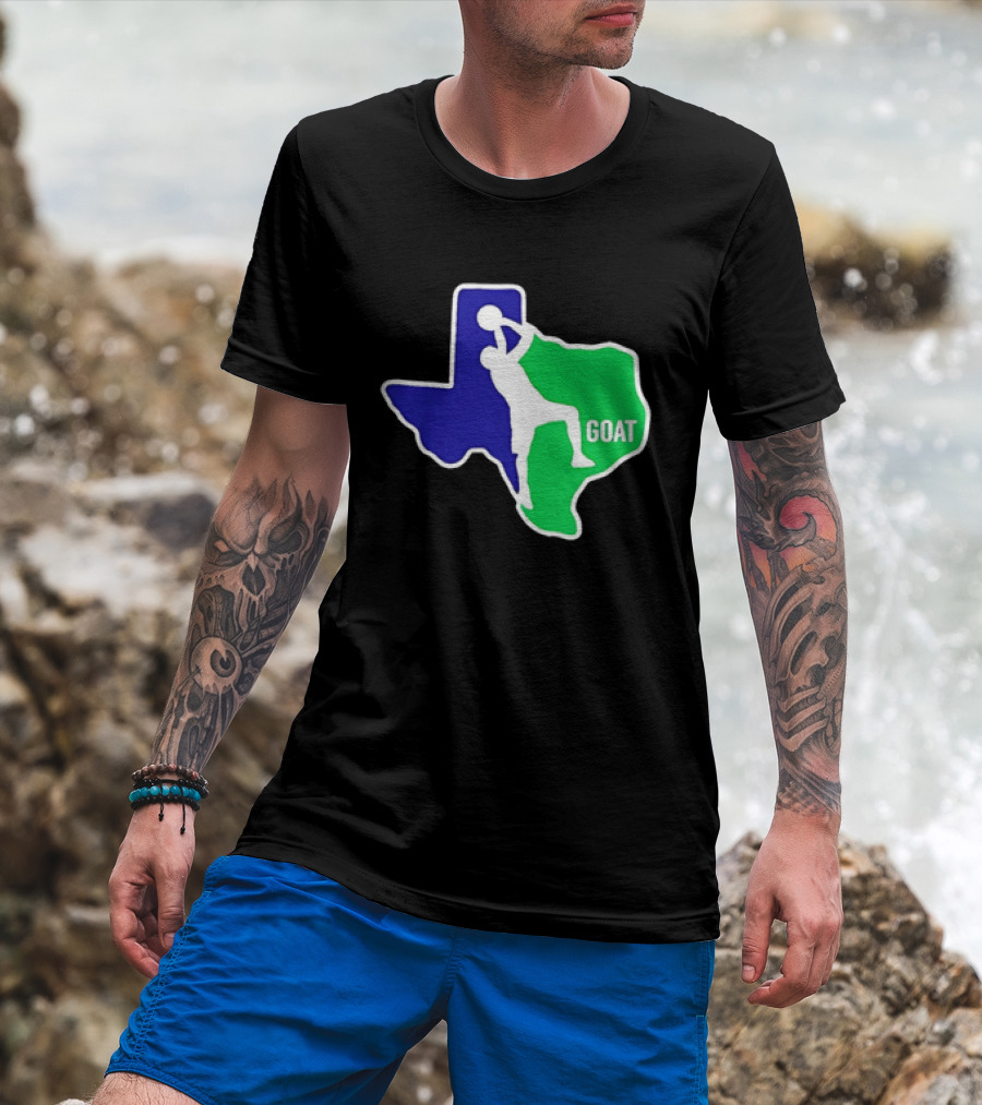 Texas Basketball Goat Silhouette Blue Green State T-Shirt