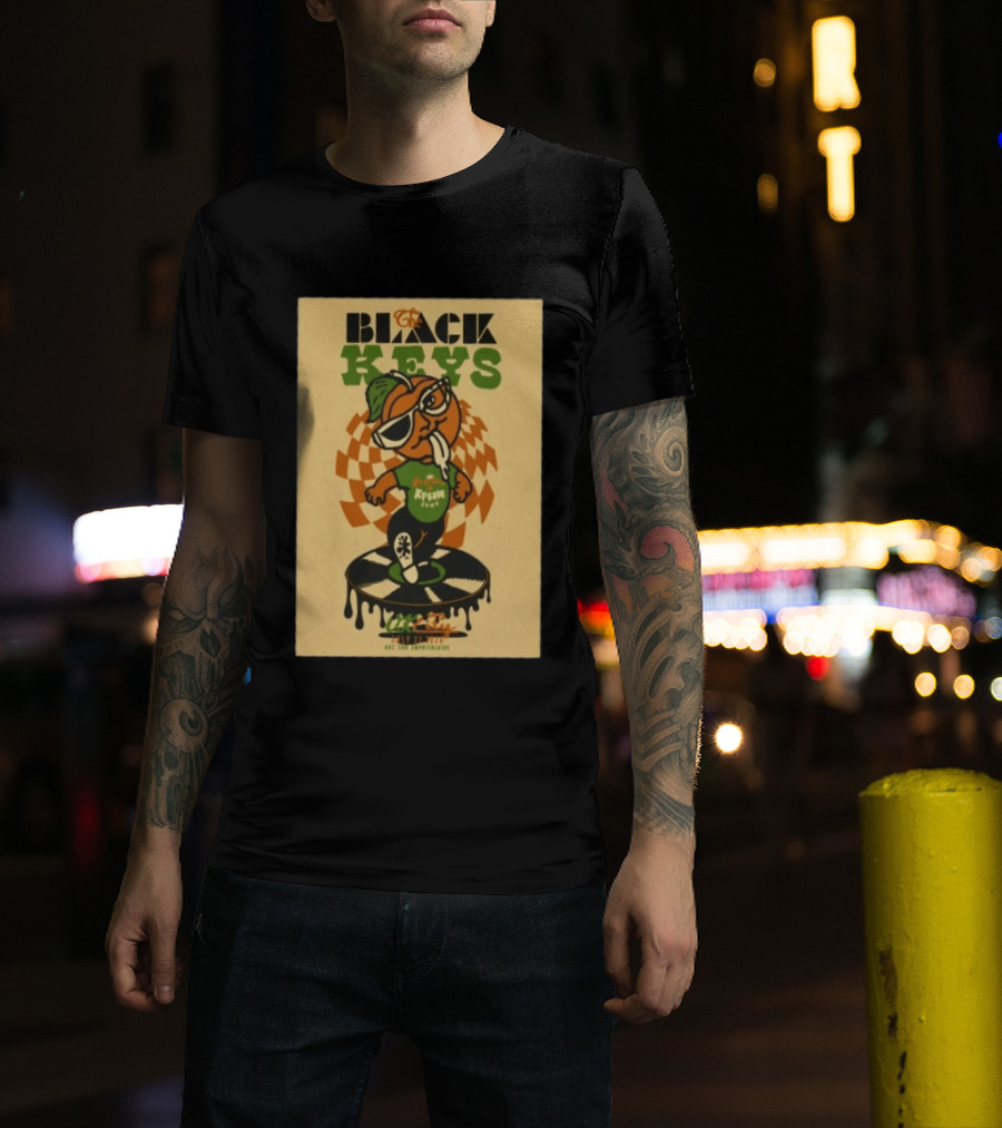 The Black Keys Oklahoma City OK July 21 2026 Checkered Record Orange Character Event T-Shirt