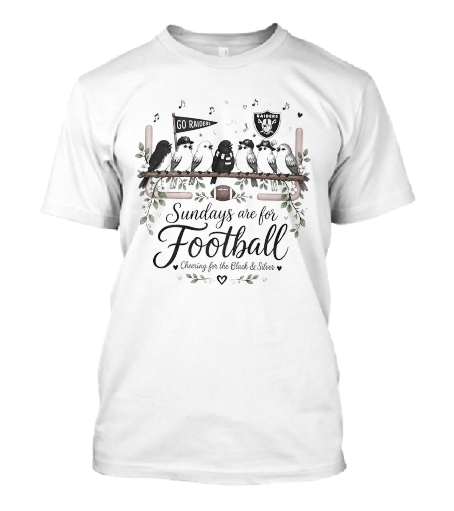 Las Vegas Raiders Sundays Are For Football Cheering For The Black And Silver Birds T-Shirt
