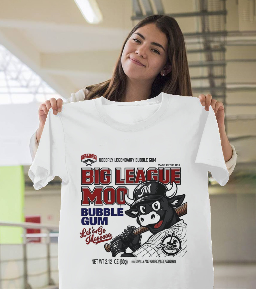 Milwaukee Milkmen Big League Moo Bubble Gum Udderly Legendary Made In USA T-Shirt