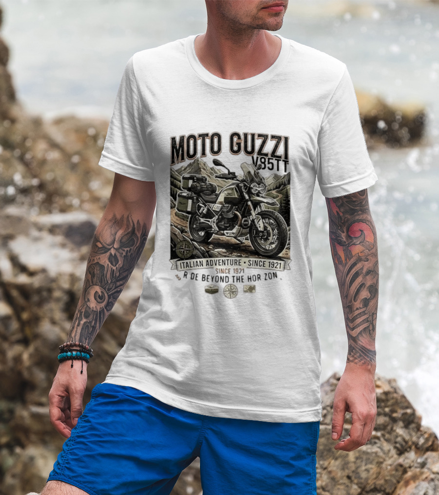 Moto Guzzi V85TT Italian Adventure Since 1921 Ride Beyond The Horizon T-Shirt