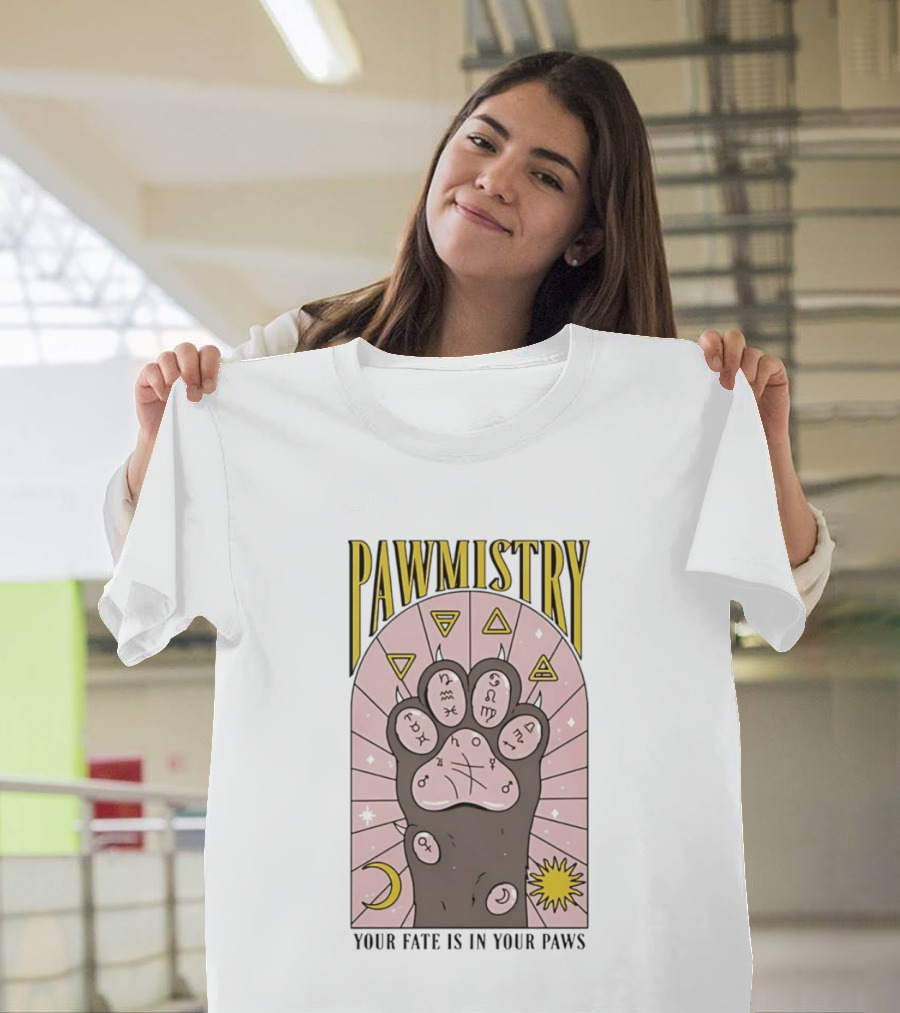 Pawmistry Astrology Cat Paw Your Fate Is In Your Paws Zodiac T-Shirt