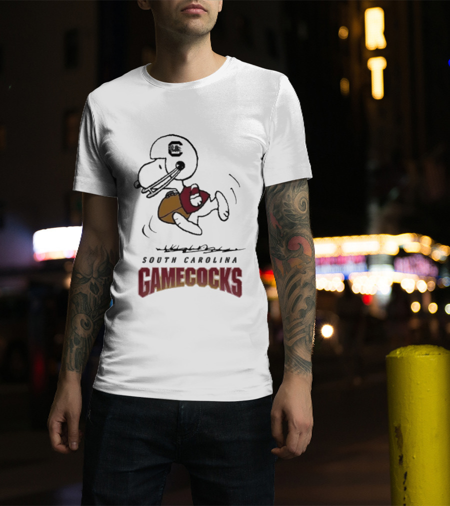 South Carolina Gamecocks Peanuts Snoopy Football T-Shirt