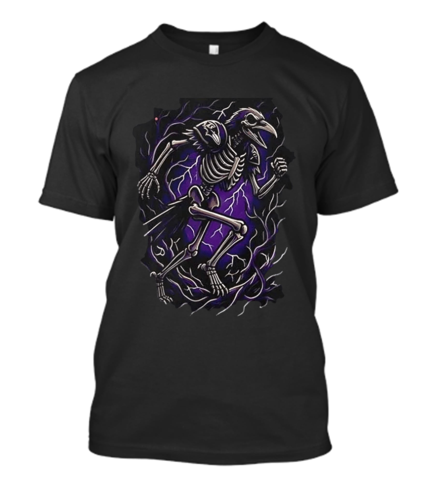 Baltimore Ravens Runs In My Blood Skeleton Ravens Lightning T-Shirt