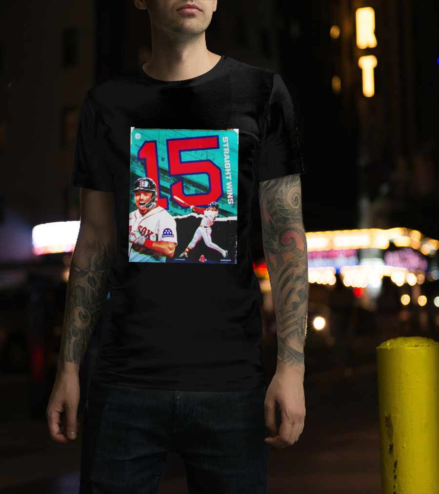 Boston Red Sox 15 Straight Wins Moose Mutual Collaboration T-Shirt