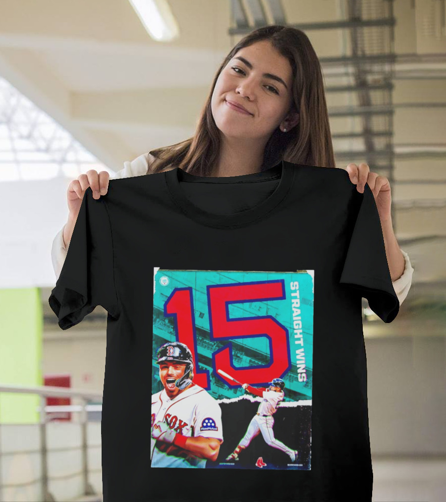 Boston Red Sox 15 Straight Wins Moose Mutual Collaboration T-Shirt