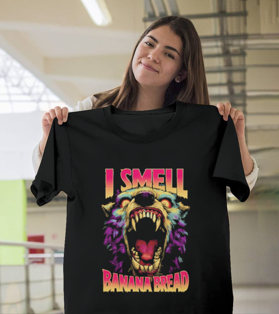 Hungry Werewolf I Smell Banana Bread Colorful Roaring Beast T-Shirt