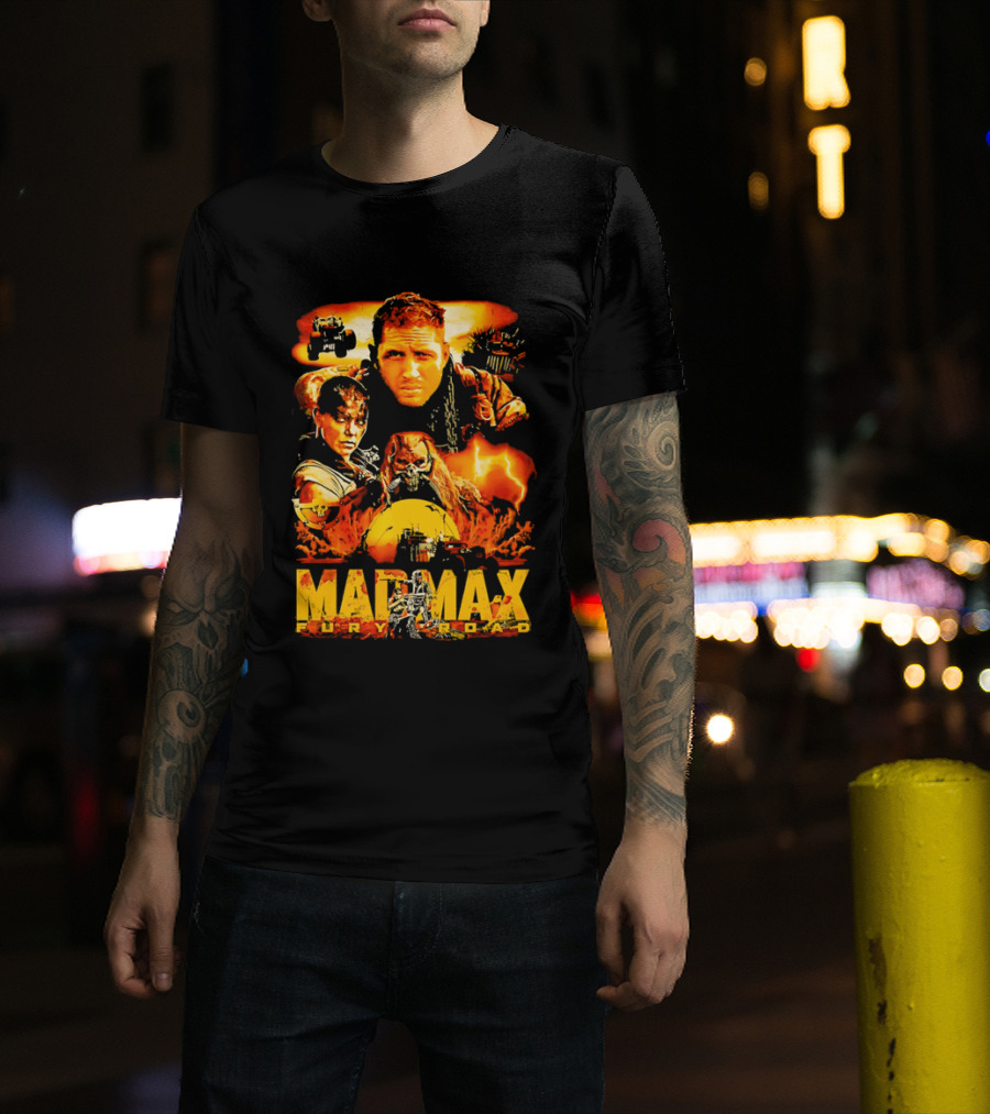 Mad Max Fury Road Characters Illustrated In Bold Orange Tones T-Shirt