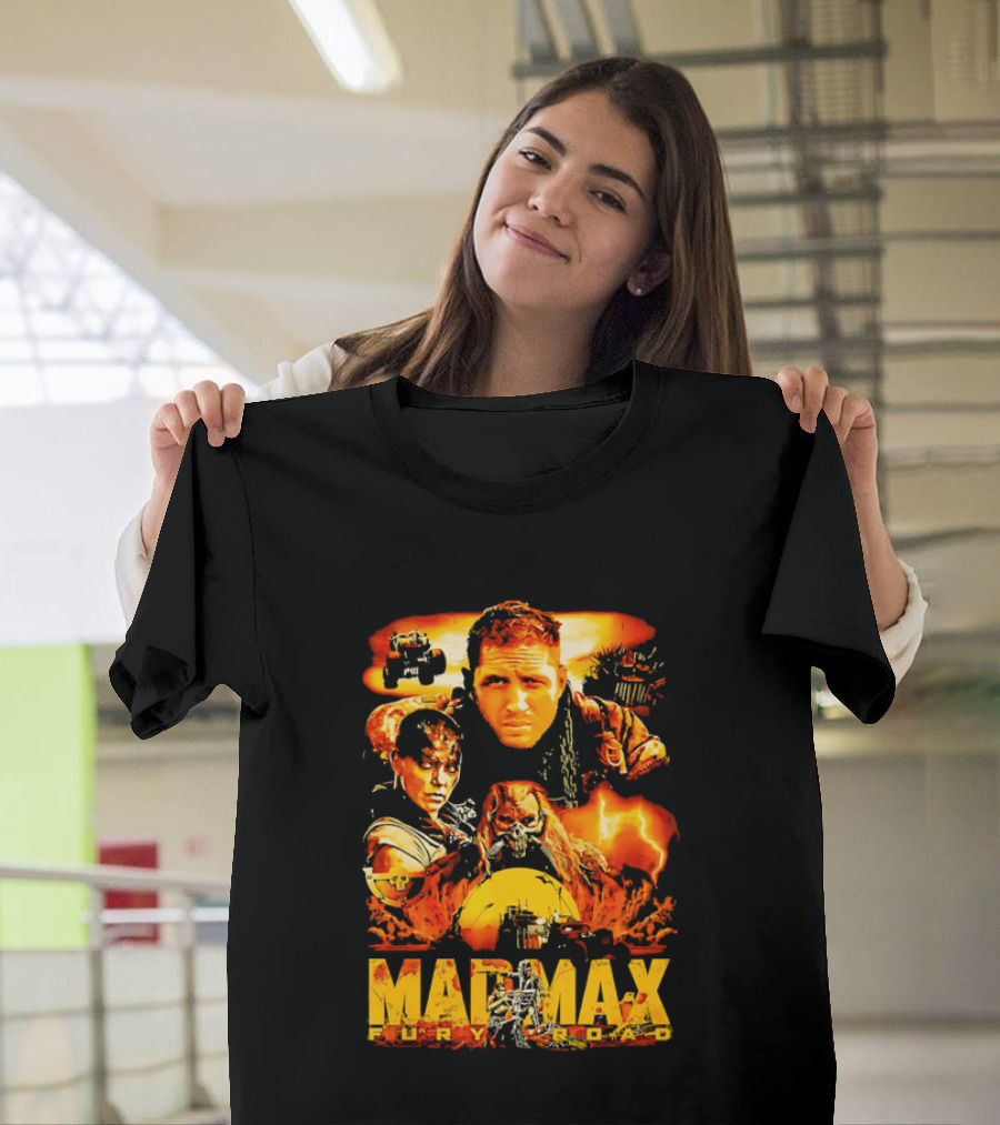 Mad Max Fury Road Characters Illustrated In Bold Orange Tones T-Shirt