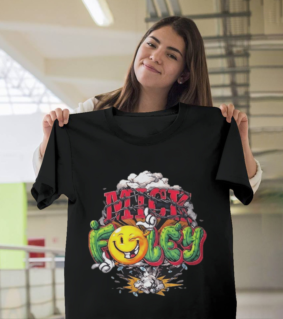 Mick Foley Smiley Explosion Barbed Wire T-Shirt
