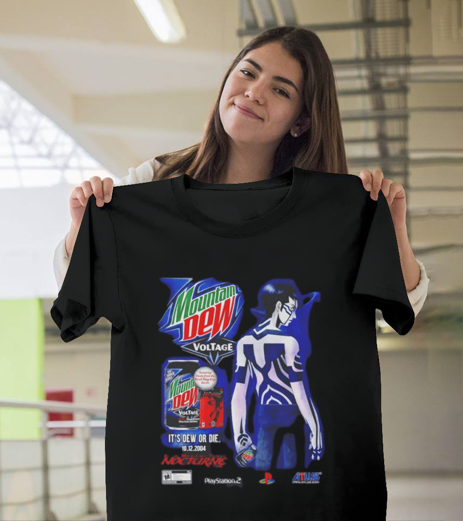 Mountain Dew Voltage Nocturne Devil May Cry Featuring Dante It's Dew Or Die 10.12.2004 PlayStation 2 Atlus T-Shirt