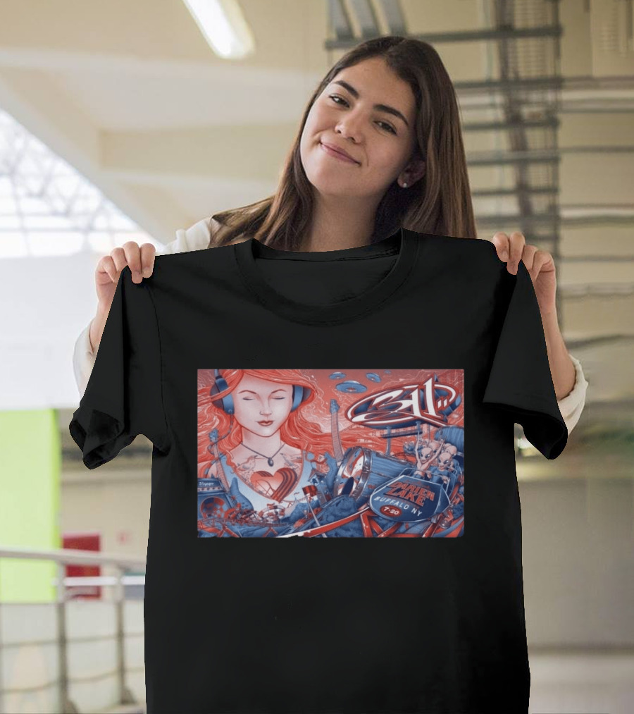 311 Darien Lake 7 20 Buffalo NY Art With Drum And Redhead Listening T-Shirt