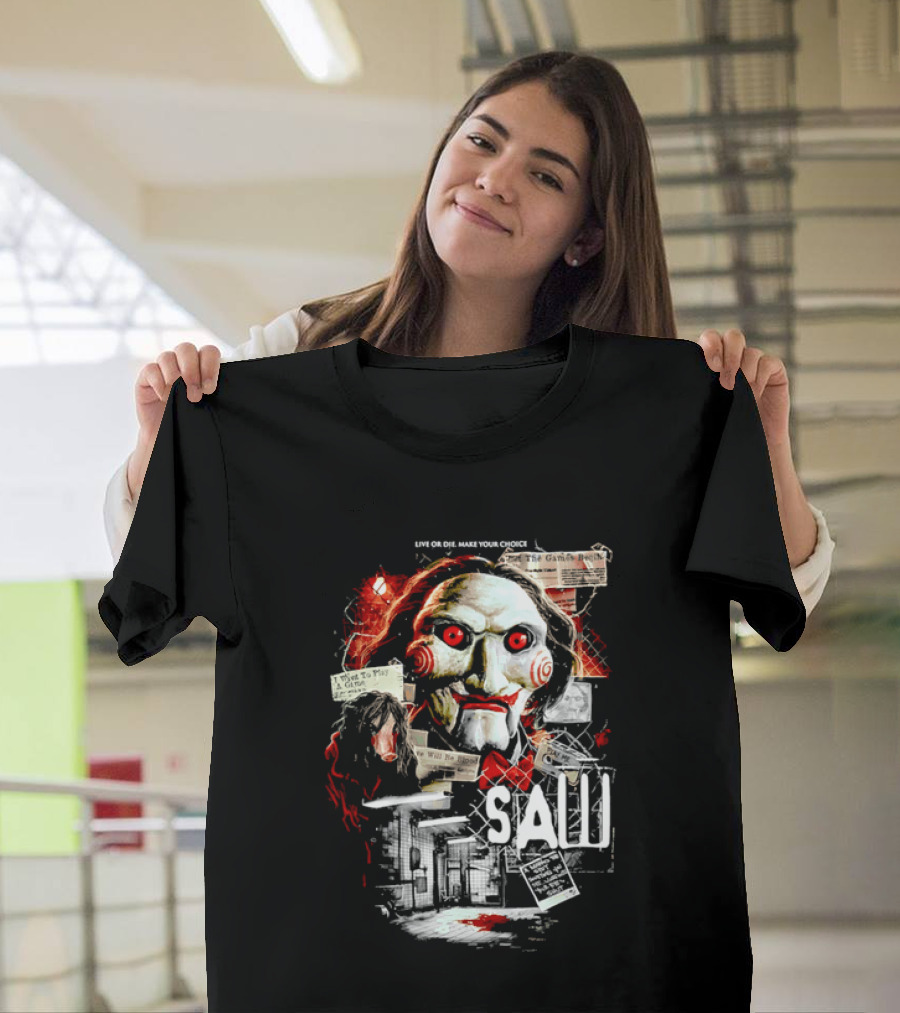 Live Or Die Make Your Choice Saw I Want To Play A Game Sometimes You See More With Your Eyes Shut X Marks The Spot T-Shirt