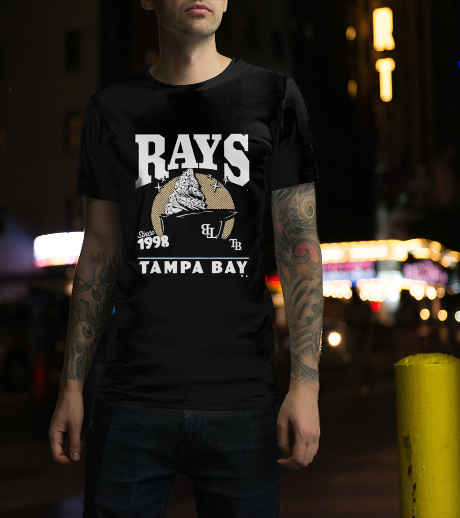 Rays Since 1998 Tampa Bay TB BL Ice Cream Baseball Helmet T-Shirt