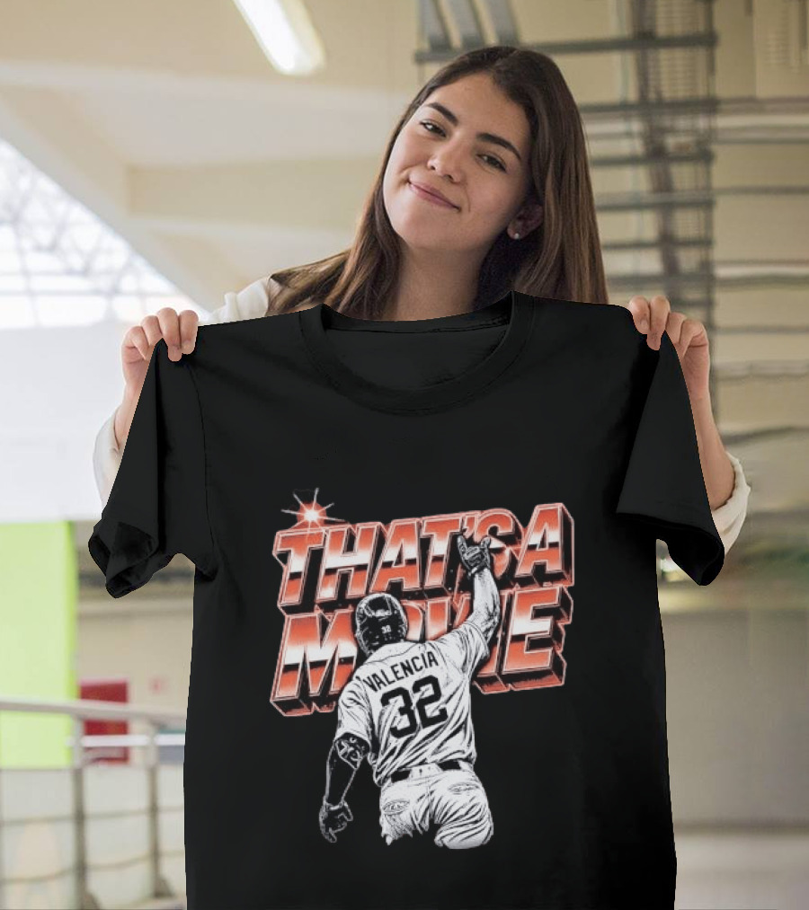Valencia That's A Movie Baseball Iconic Pose 32 Pointing Skyward T-Shirt