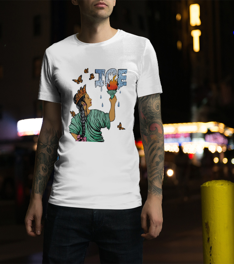 Liberty ICE Melt Activism With Monarch Butterflies And Torch Symbolism T-Shirt
