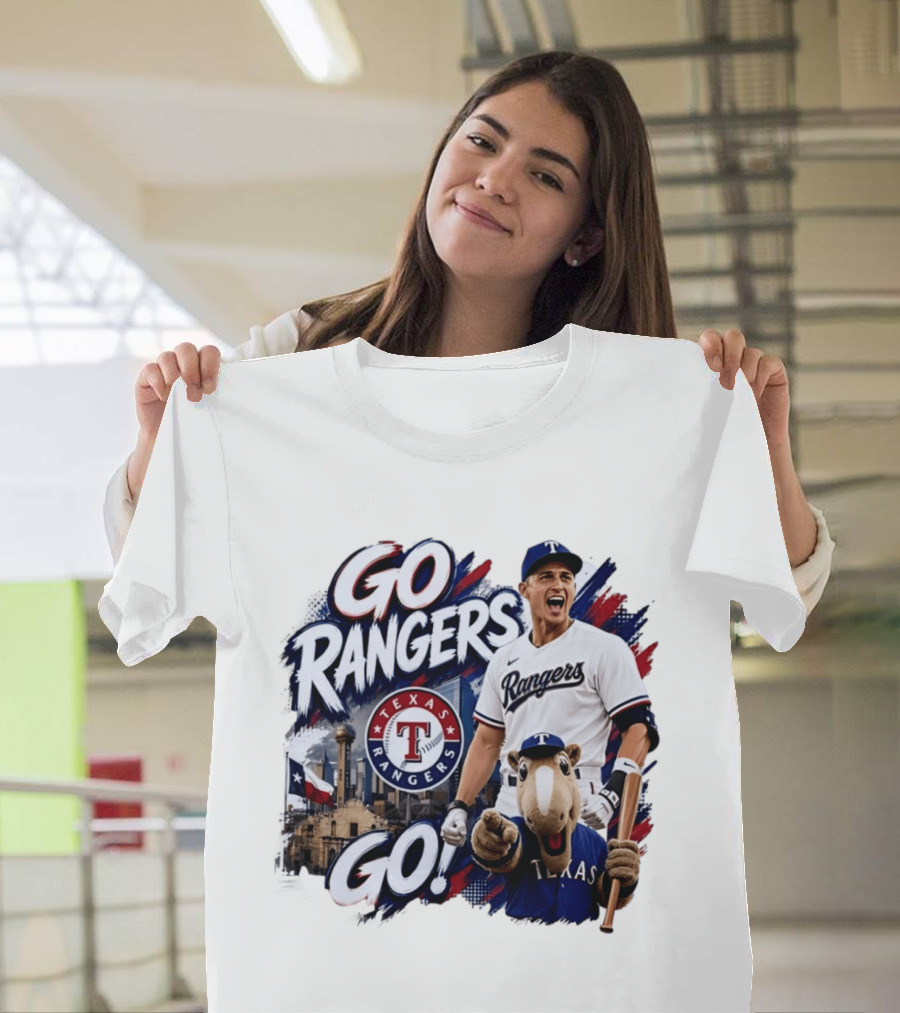 Go Rangers Texas Rangers Baseball Team Spirit Celebration T-Shirt
