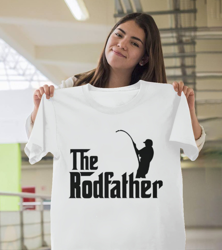 The Rodfather Fishing Parody Text And Image T-Shirt
