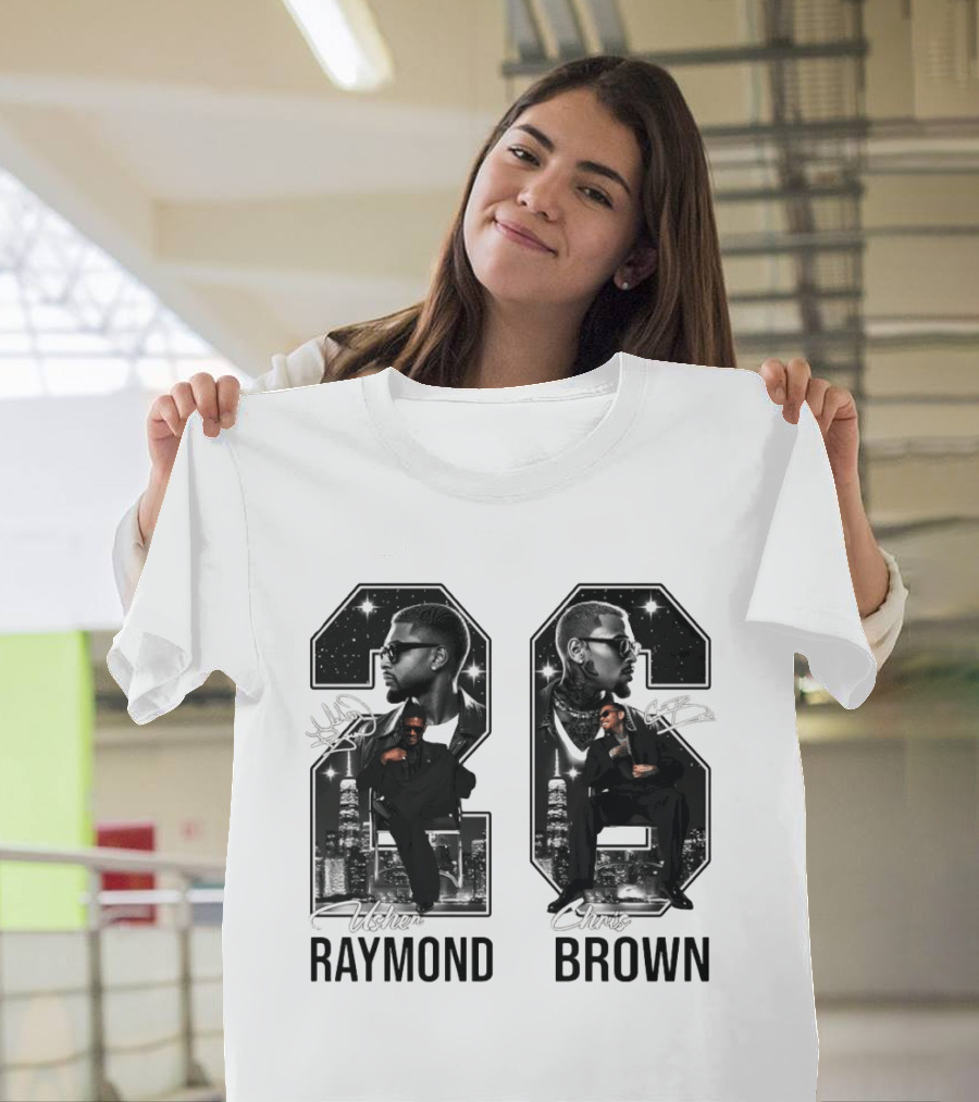 Usher Raymond Chris Brown 26 R And B Tour Usher Chris Brown Signatures T-Shirt