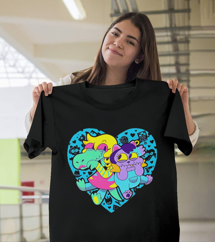 Alphys Mew Mew Heart Art Colorful Character Pair T-Shirt