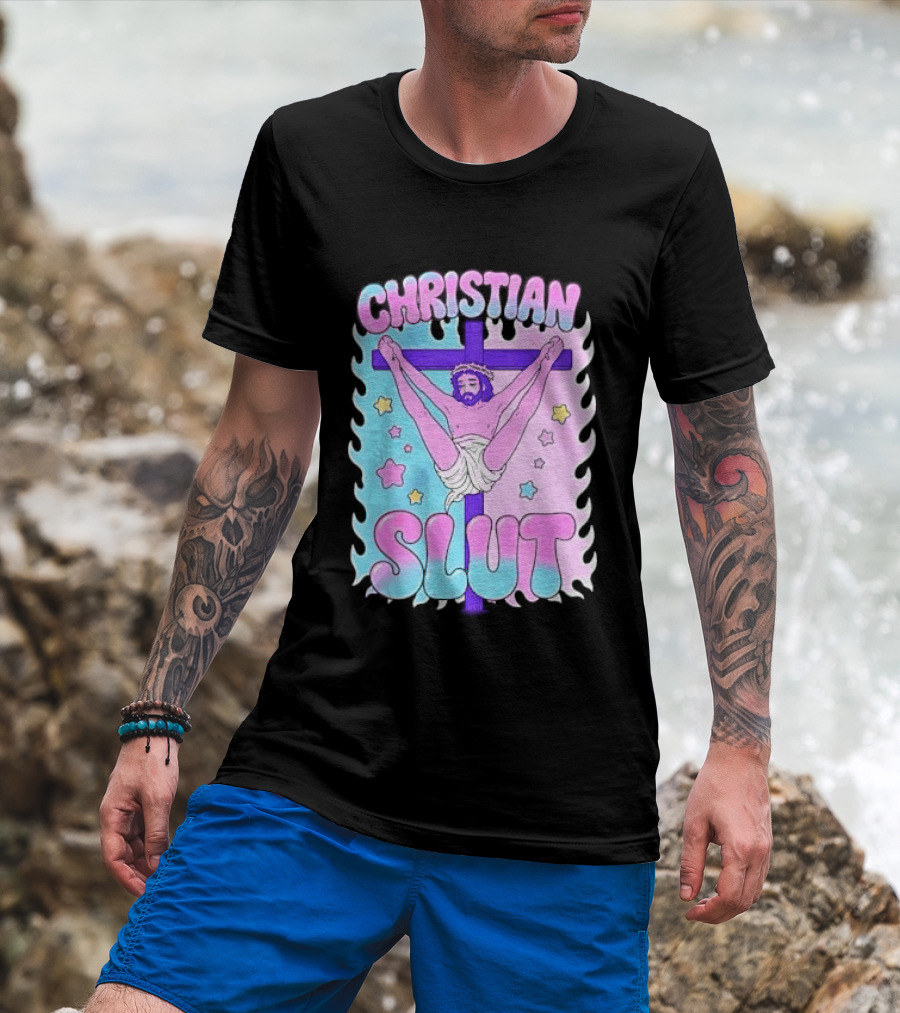 Christian Slut Teen Hearts Jesus Splits Meme T-Shirt