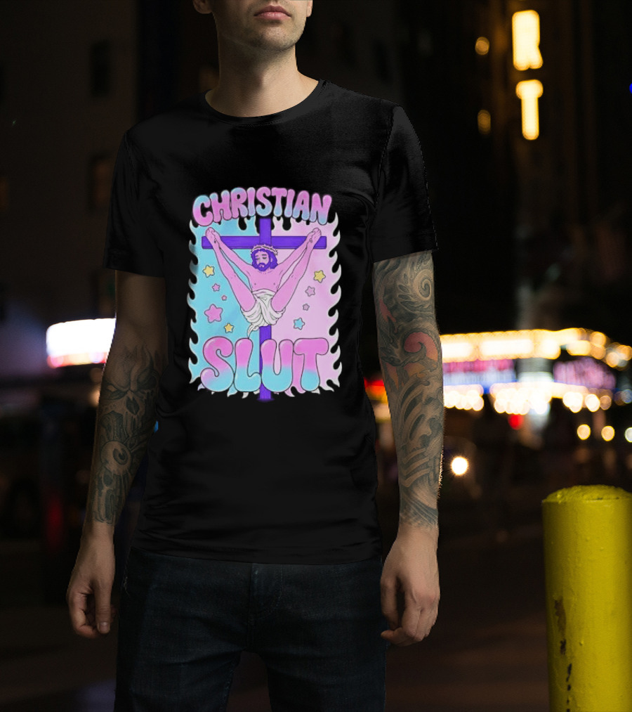 Christian Slut Teen Hearts Jesus Splits Meme T-Shirt