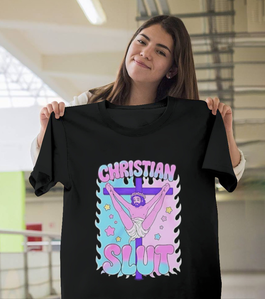 Christian Slut Teen Hearts Jesus Splits Meme T-Shirt