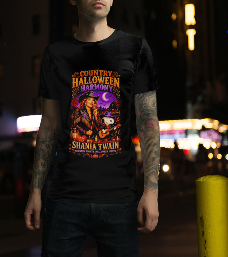 Country Halloween Harmony Shania Twain Snoopy Country Nights Halloween Lights T-Shirt