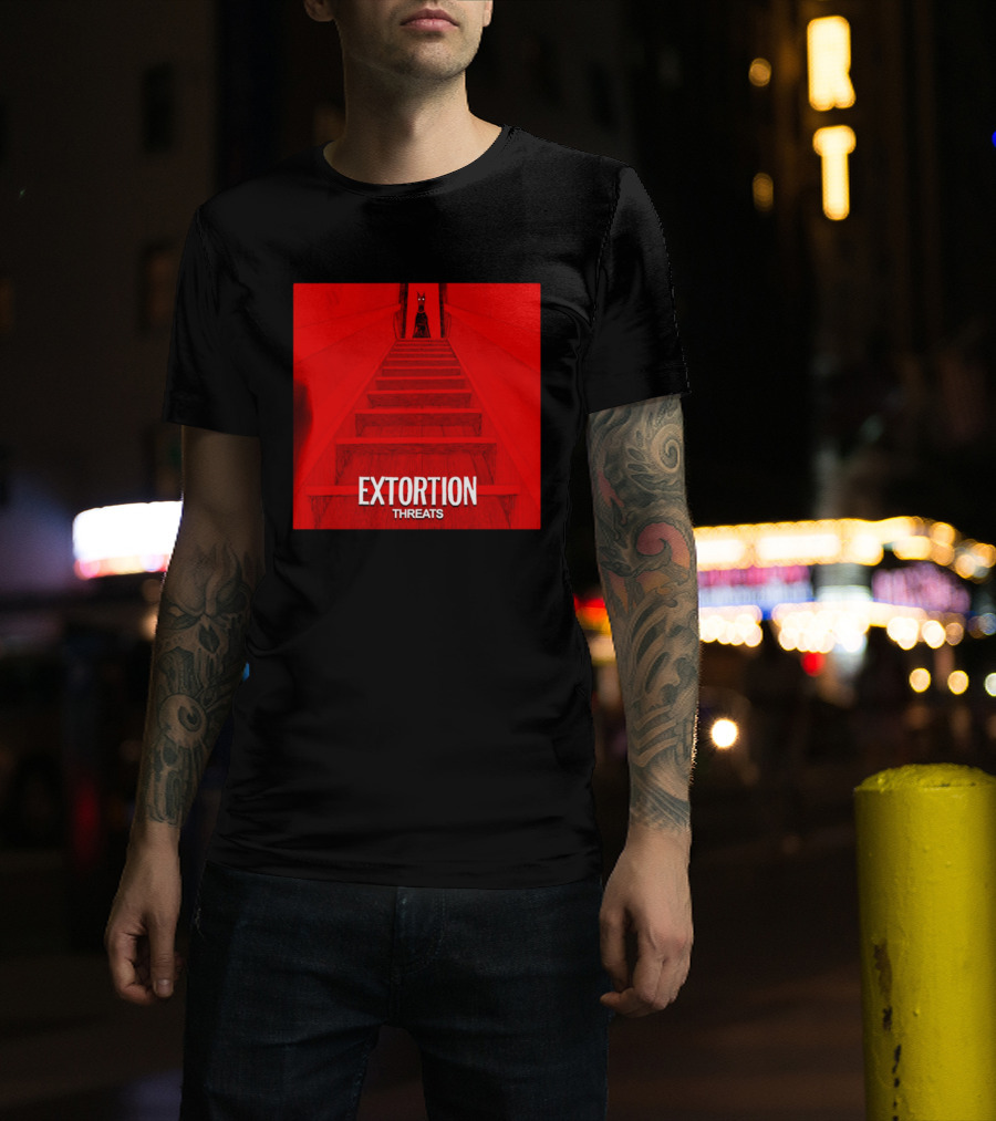 Extortion Threats Dark Stairs Red Scene T-Shirt