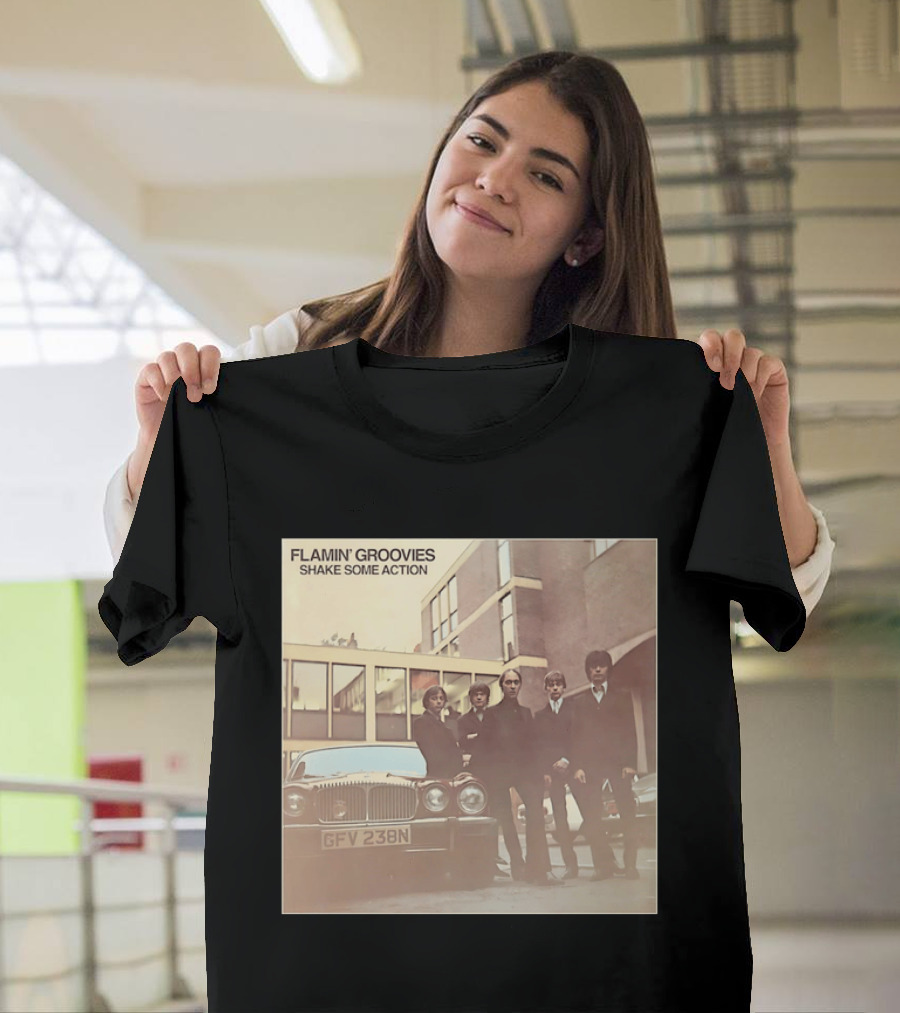 Flamin' Groovies Shake Some Action 50th Anniversary Album Cover Retro Car Scene T-Shirt