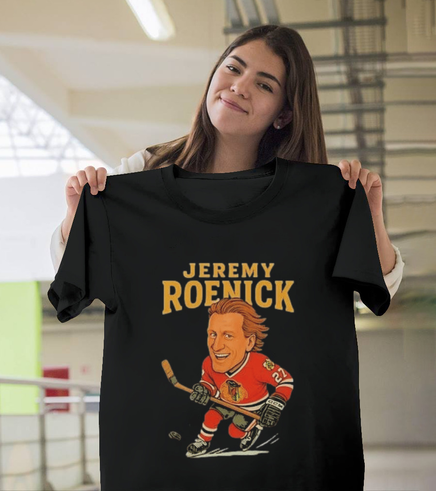Jeremy Roenick Caricature Chicago Blackhawks Legendary Hockey Star T-Shirt