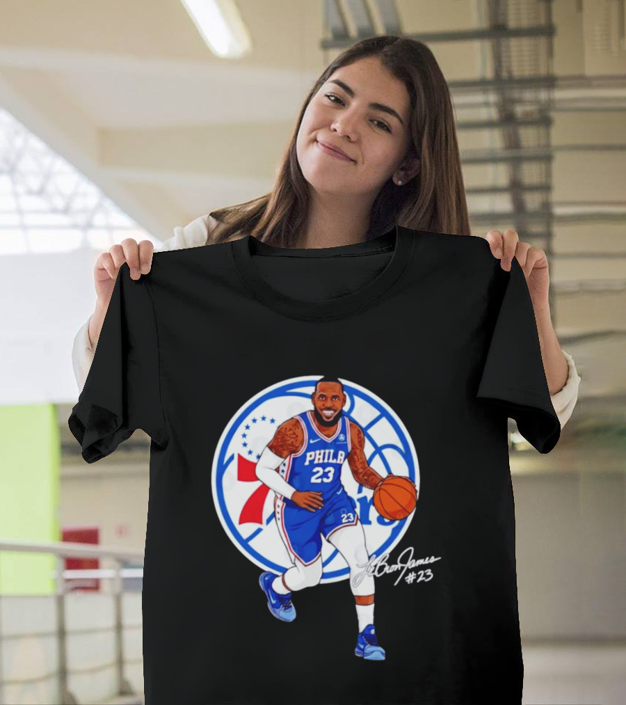 Philadelphia 76ers 23 LeBron James Blue Basketball Phila 76ers T-Shirt